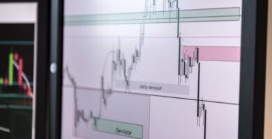 Detailed view of a trading chart analyzing cryptocurrency trends and market data.